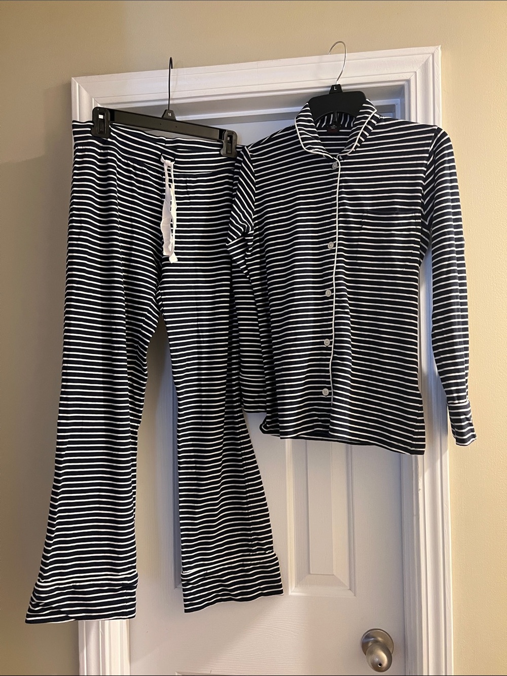 I. Crew Striped  Pajama Set - Button Front Top & Drawstring Pants